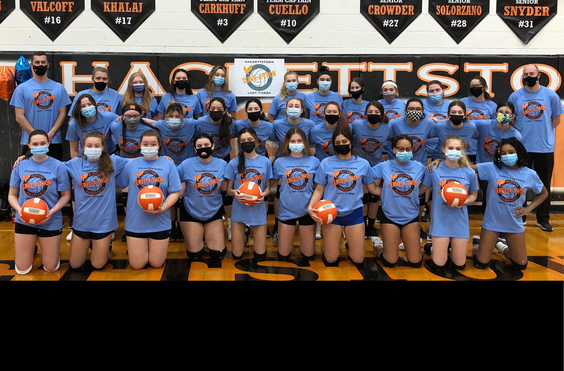 The Hackettstown High School Lady Tiger Volleyball team